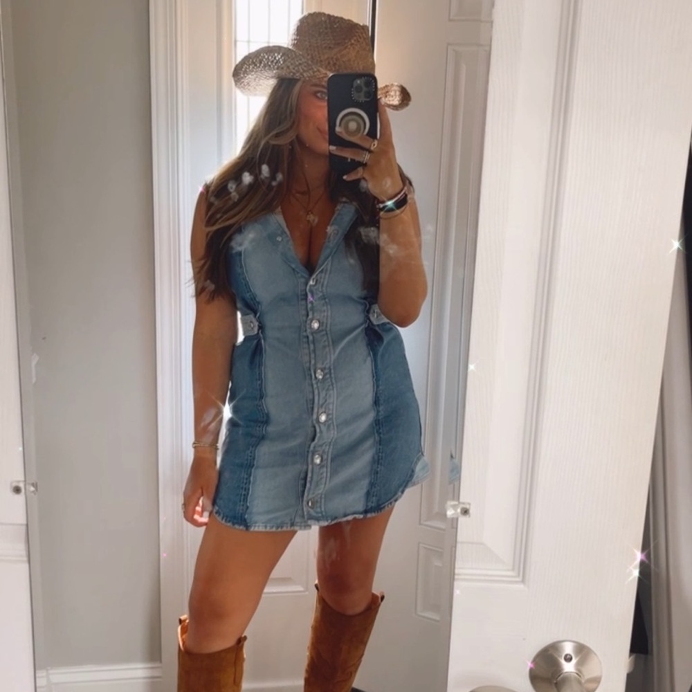 Zara Light Blue Denim Shirt Dress